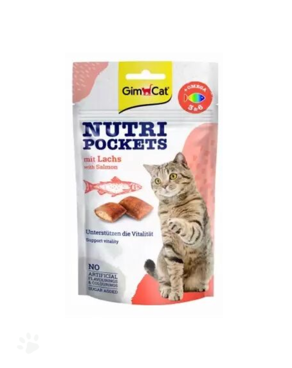 предпросмотр Лакомство GIMCAT Nutri Pockets (без мясных ингредиентов) для кошек, лосось, 60 г 2