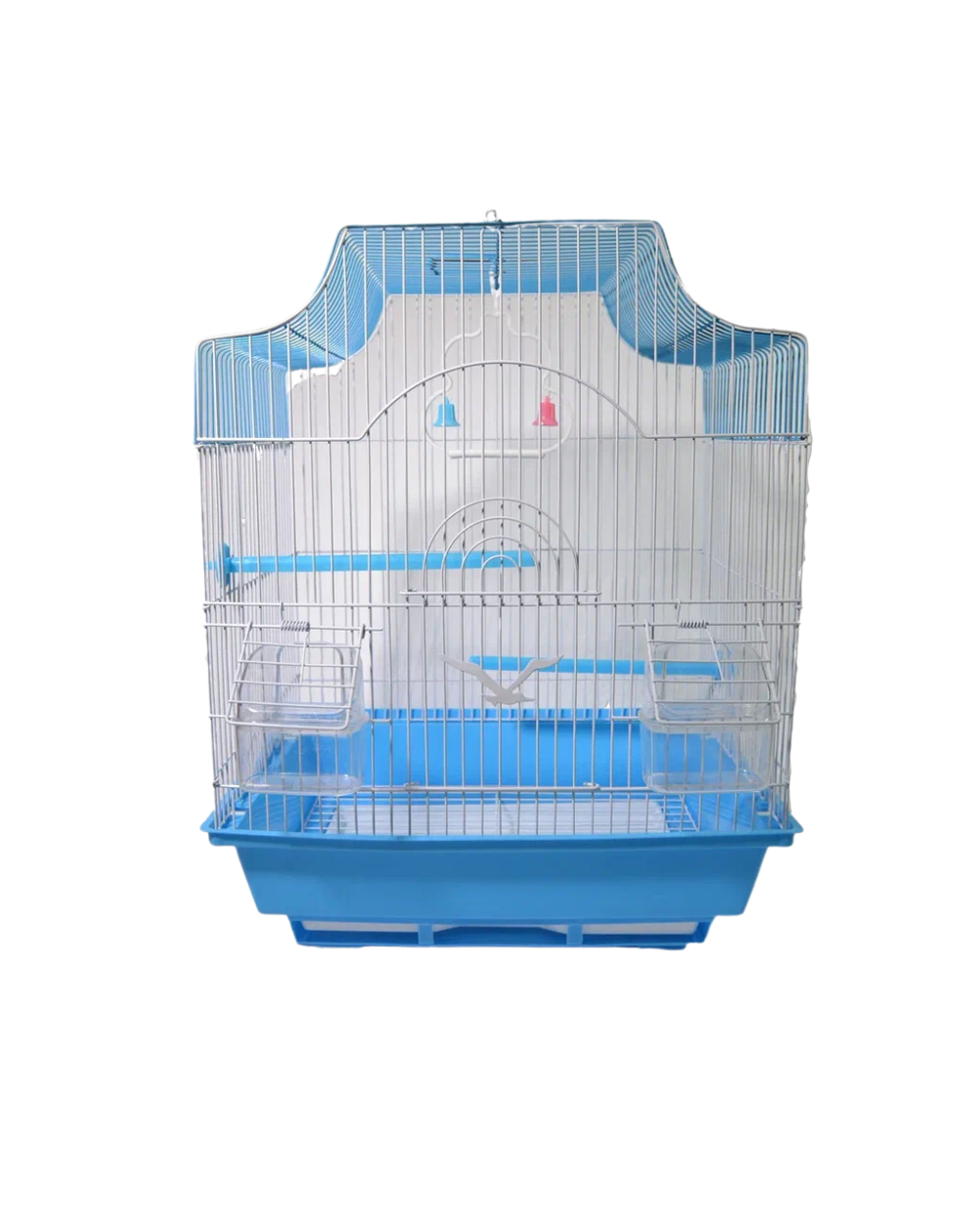 предпросмотр Клетка для птиц, с фигурной крышей (2 кормушки, 2 жердочки и качели) 2