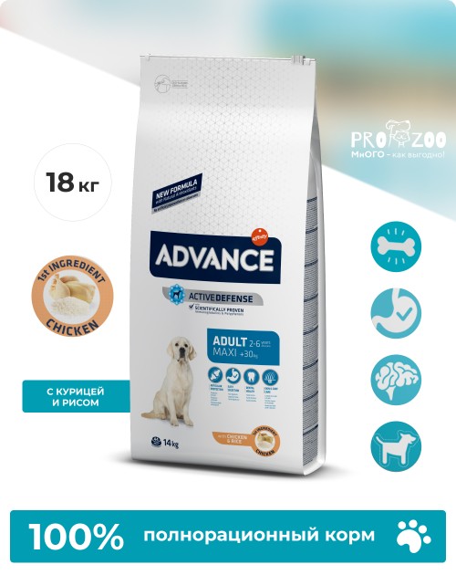 Advance Adult Maxi для собак крупных пород, курица и рис
