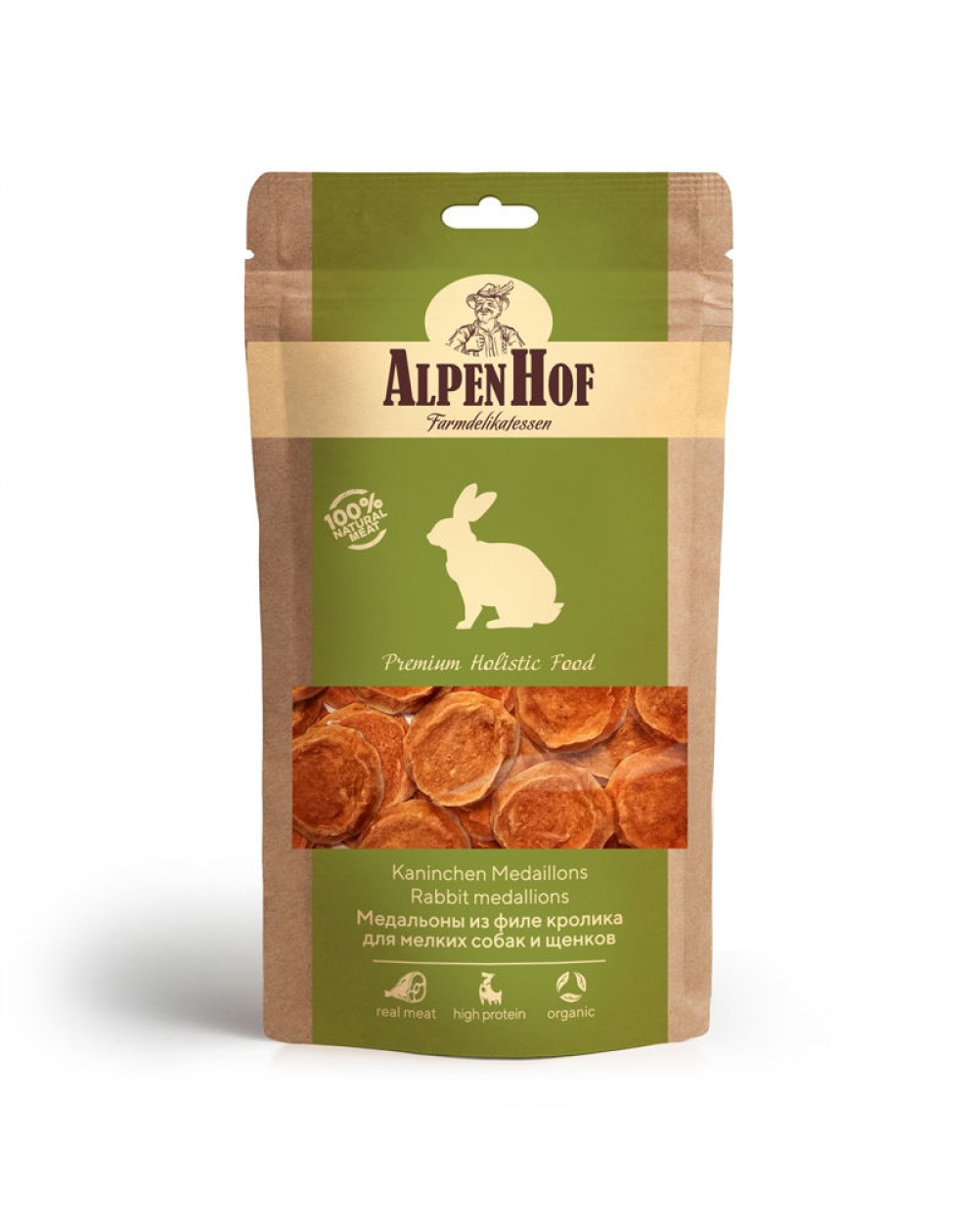 предпросмотр Лакомство AlpenHof Медальоны для мелких собак и щенков, филе кролика, 50 г 2
