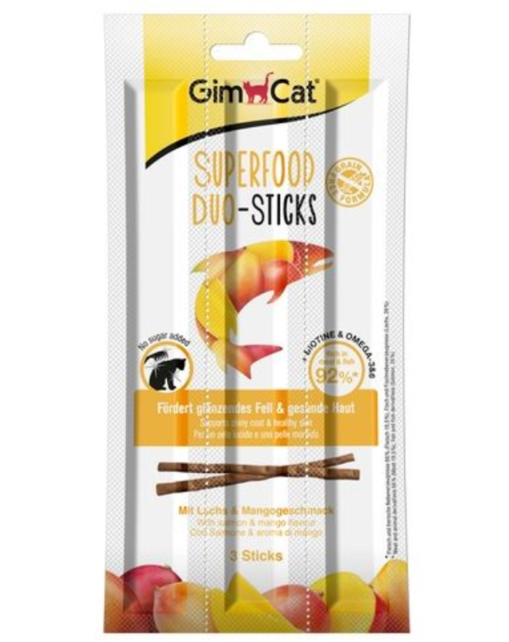 предпросмотр Лакомые палочки GIMСАT для взрослых кошек, лосось и манго, 3 шт 2