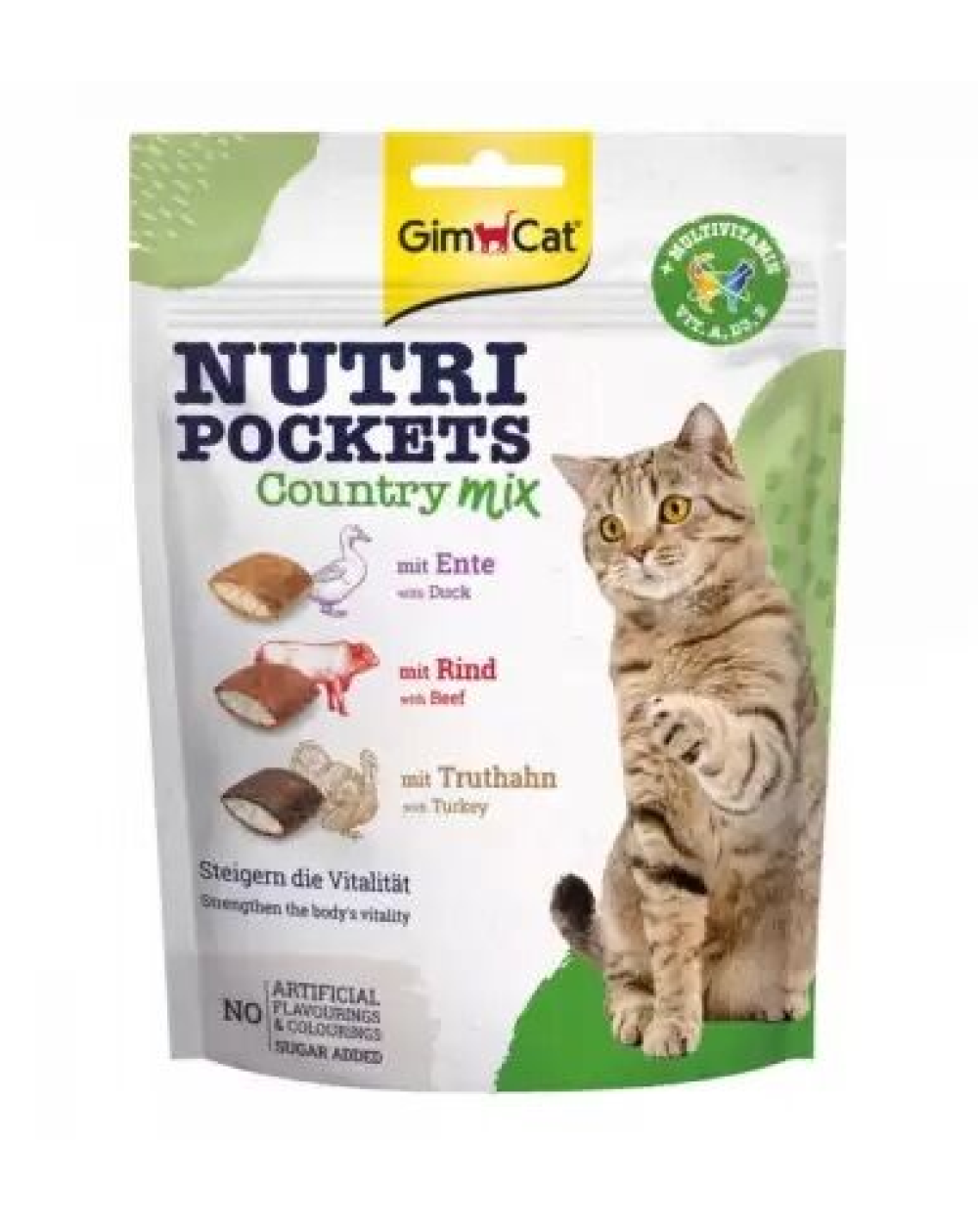 предпросмотр Лакомство GIMСАT Nutri Pockets для взрослых кошек, лосось, форель, креветки, 0,015 кг 2