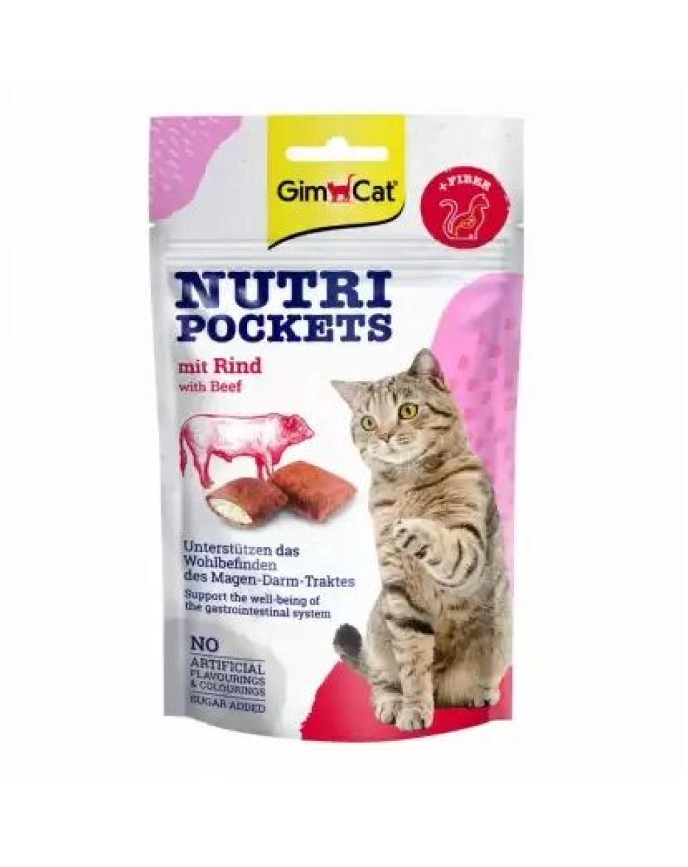 предпросмотр Лакомство GIMCAT Nutri Pockets для взрослых кошек, говядина и солод, 0,06 кг 2