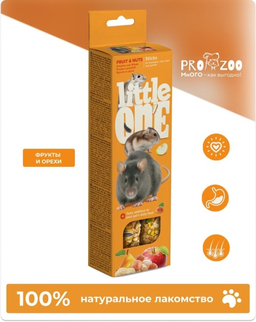 Лакомство Little One палочки для грызунов, фрукты и орехи