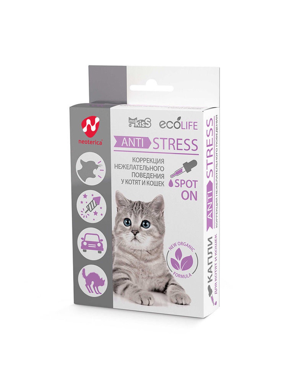 предпросмотр Капли Ms. Kiss Anti Stress для кошек, 10 мл 2