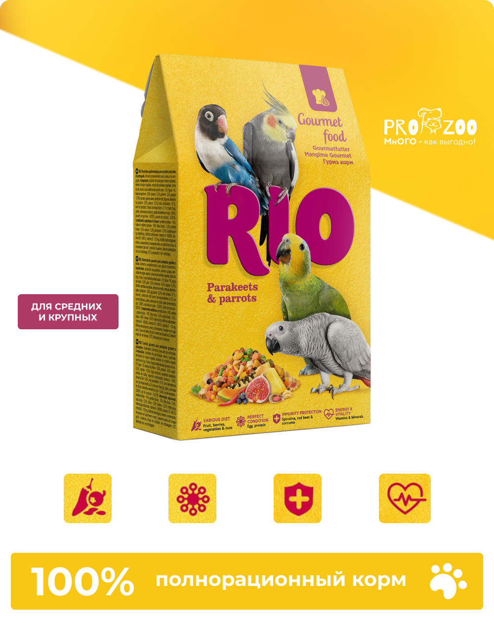 Корм RIO для средних и крупных попугаев, 0,25 кг 1