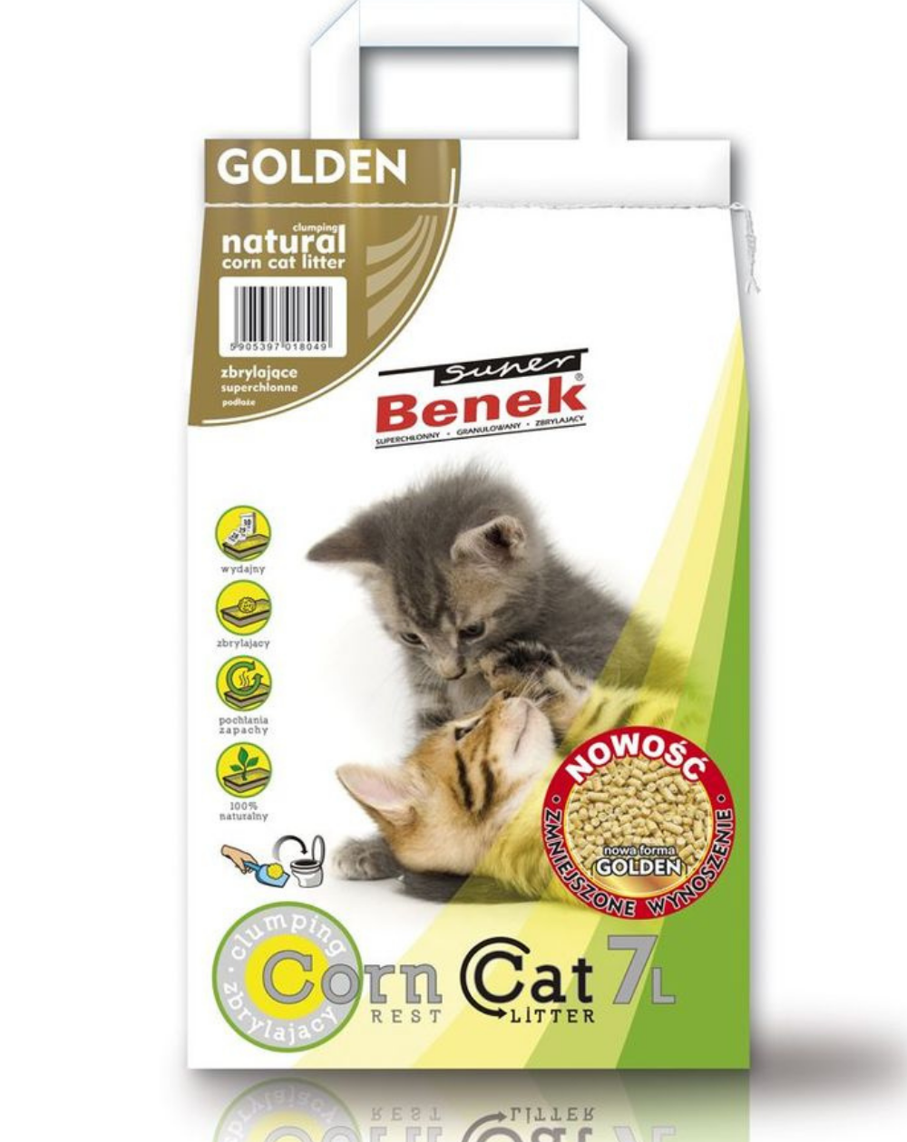 предпросмотр Наполнитель Corn Cat Golden для кошек, кукурузный, 4,35 кг 2