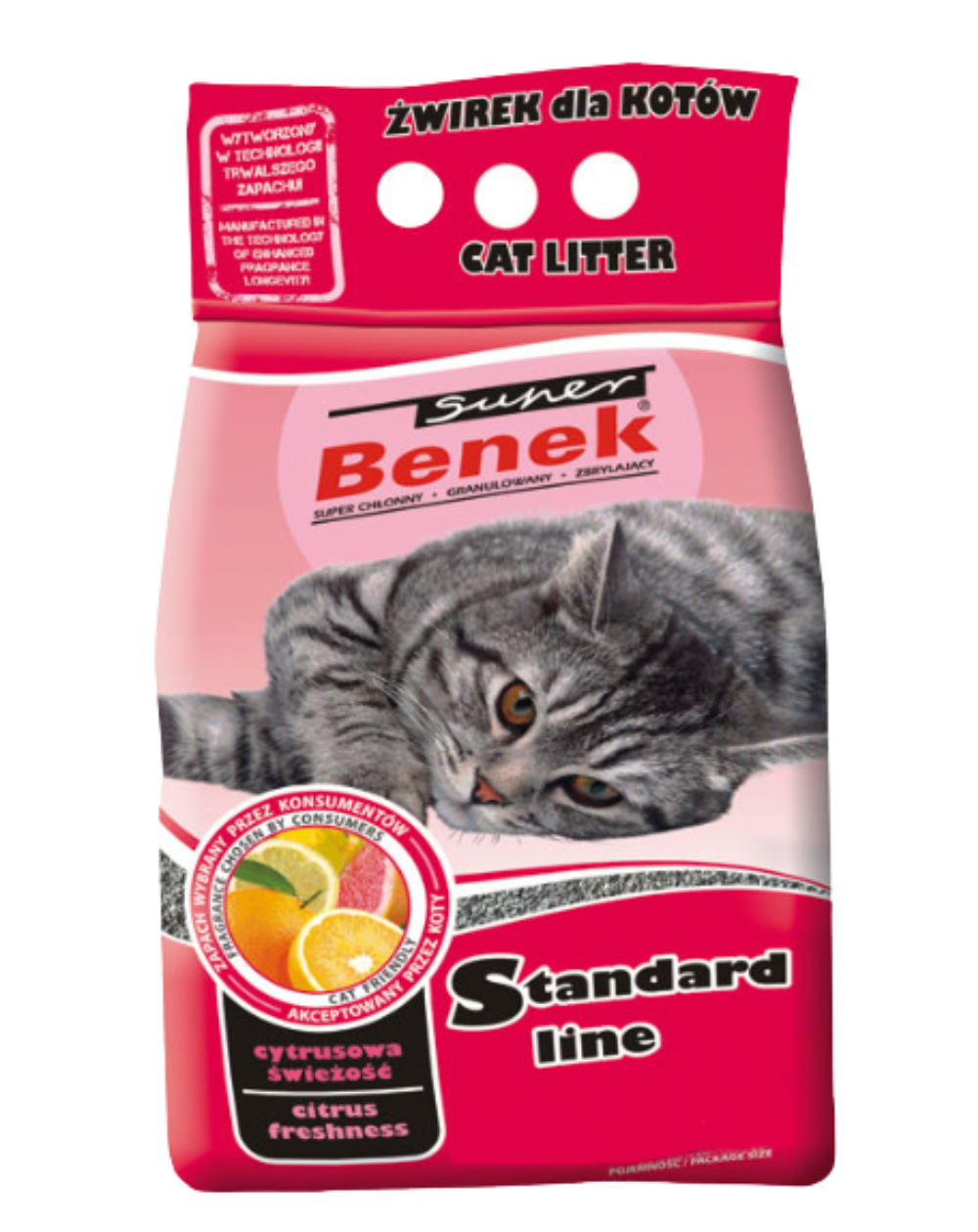 предпросмотр Наполнитель Super Benek для туалета для кошек, цитрусовая свежесть, 4 кг  2