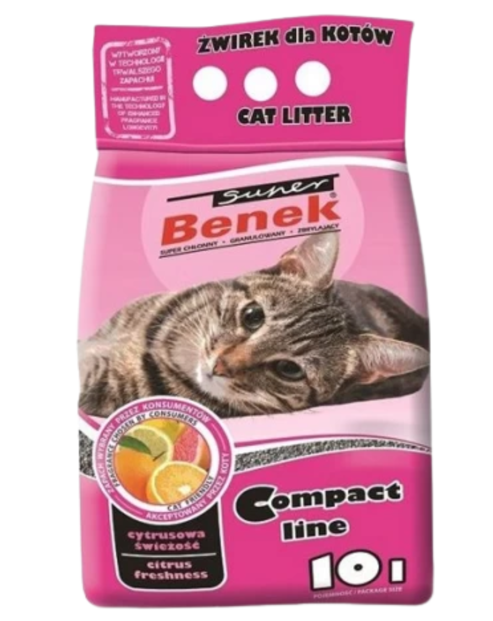 предпросмотр Наполнитель Super Benek для туалета для кошек, компакт, цитрусовая свежесть, 8 кг 2