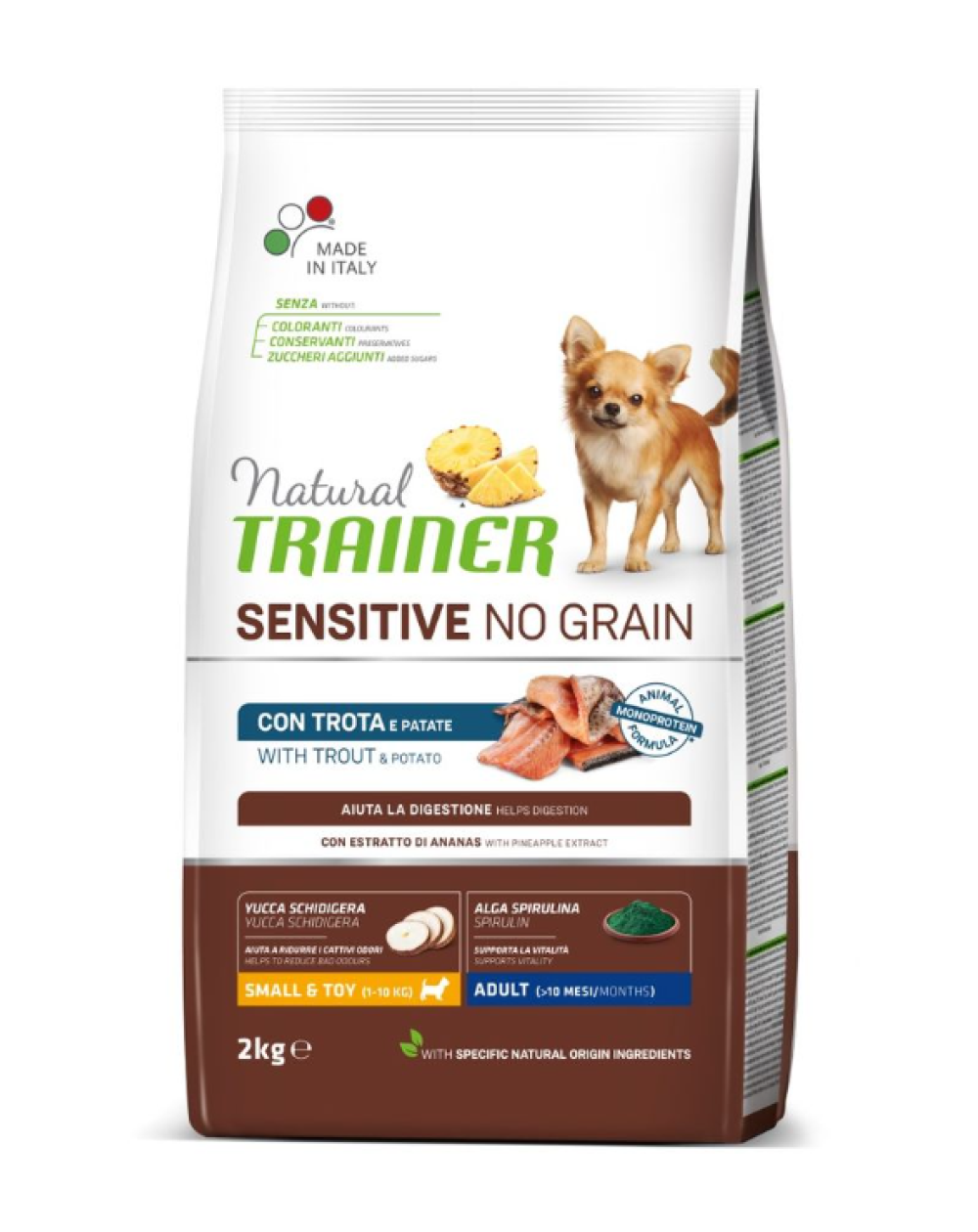 предпросмотр Сухой корм Natural Trainer беззерновой корм для собак мелких пород, форель, 2 кг 2
