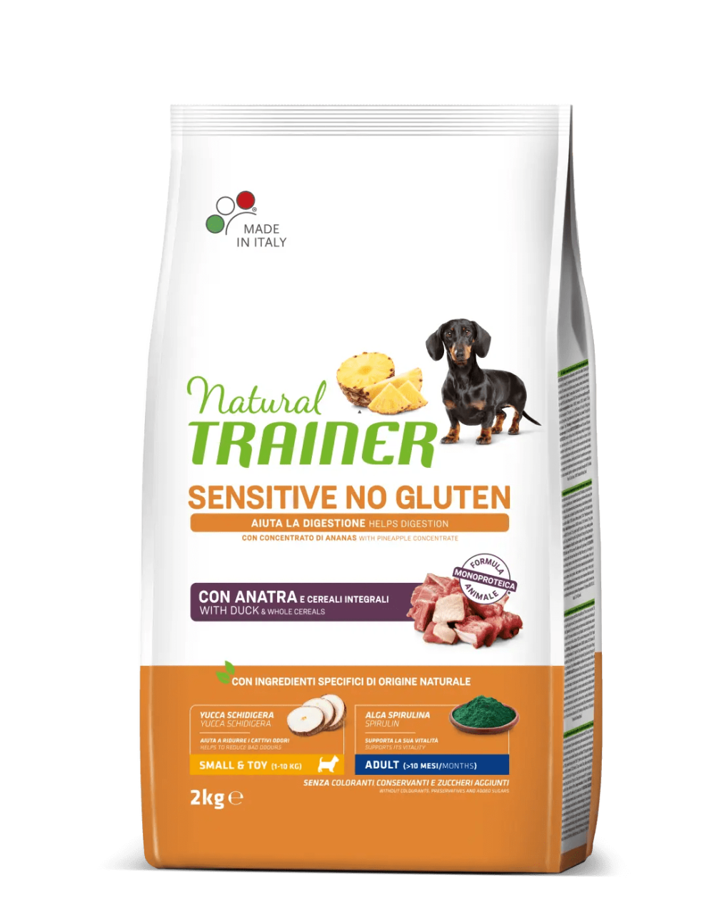 предпросмотр Сухой корм Natural Trainer для собак мелких пород с чувствительным пищеварением, утка, 2 кг 2