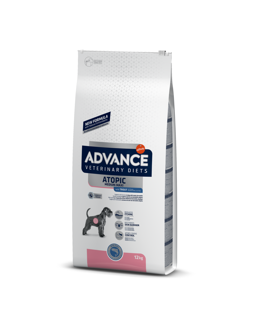 предпросмотр Сухой корм Advance VetDiet Atopic для собак мелких пород при дерматозах и аллергии, форель, 7,5 кг 2
