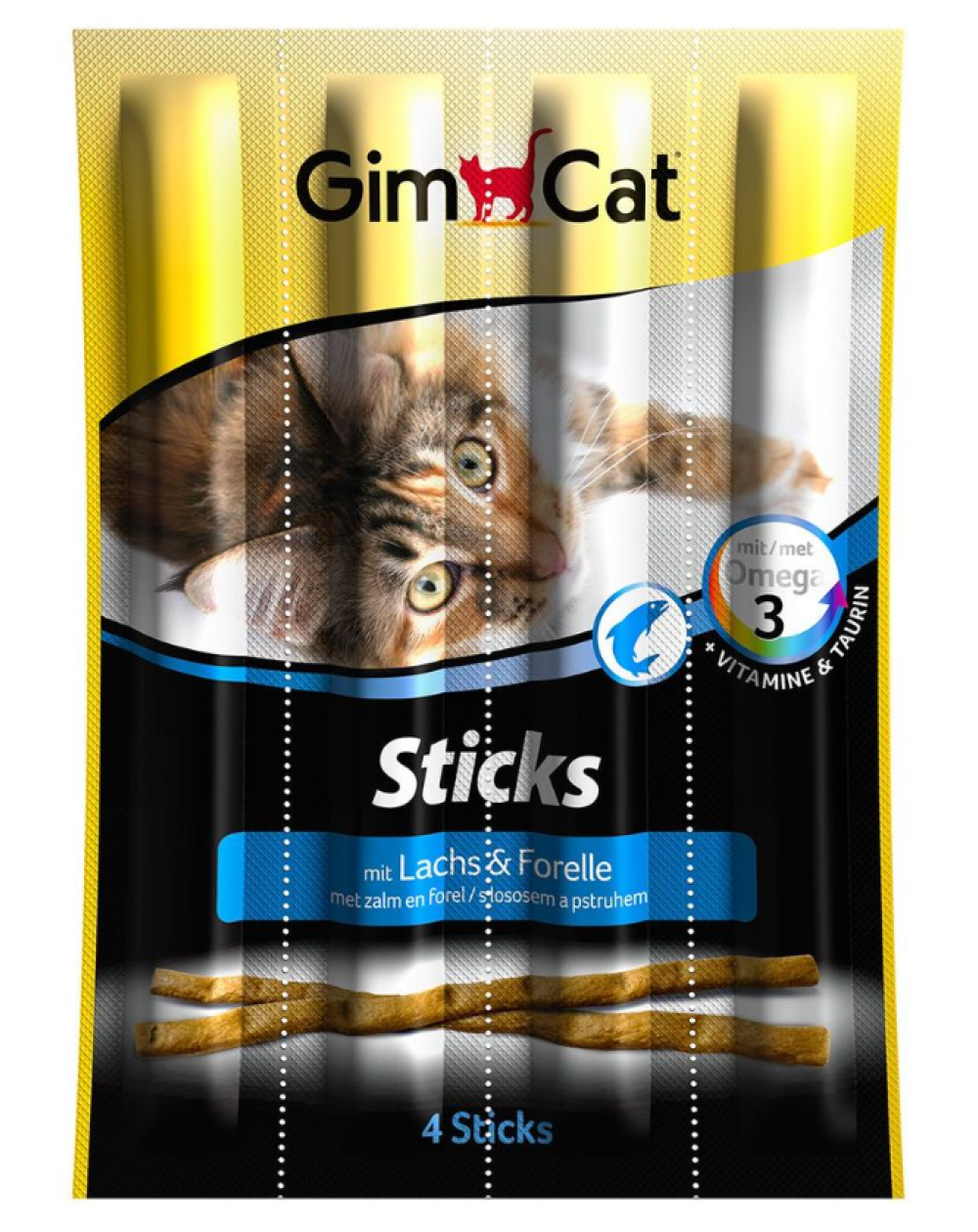 предпросмотр Лакомые палочки GIMCAT для взрослых кошек, лосось и форель, 4 шт 2