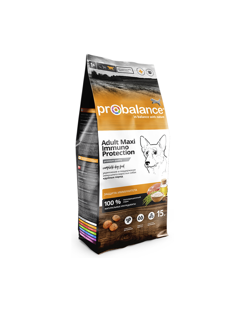 предпросмотр Сухой корм ProBalance Immuno Adult Maxi для взрослых собак крупных пород, курица, 15 кг 2