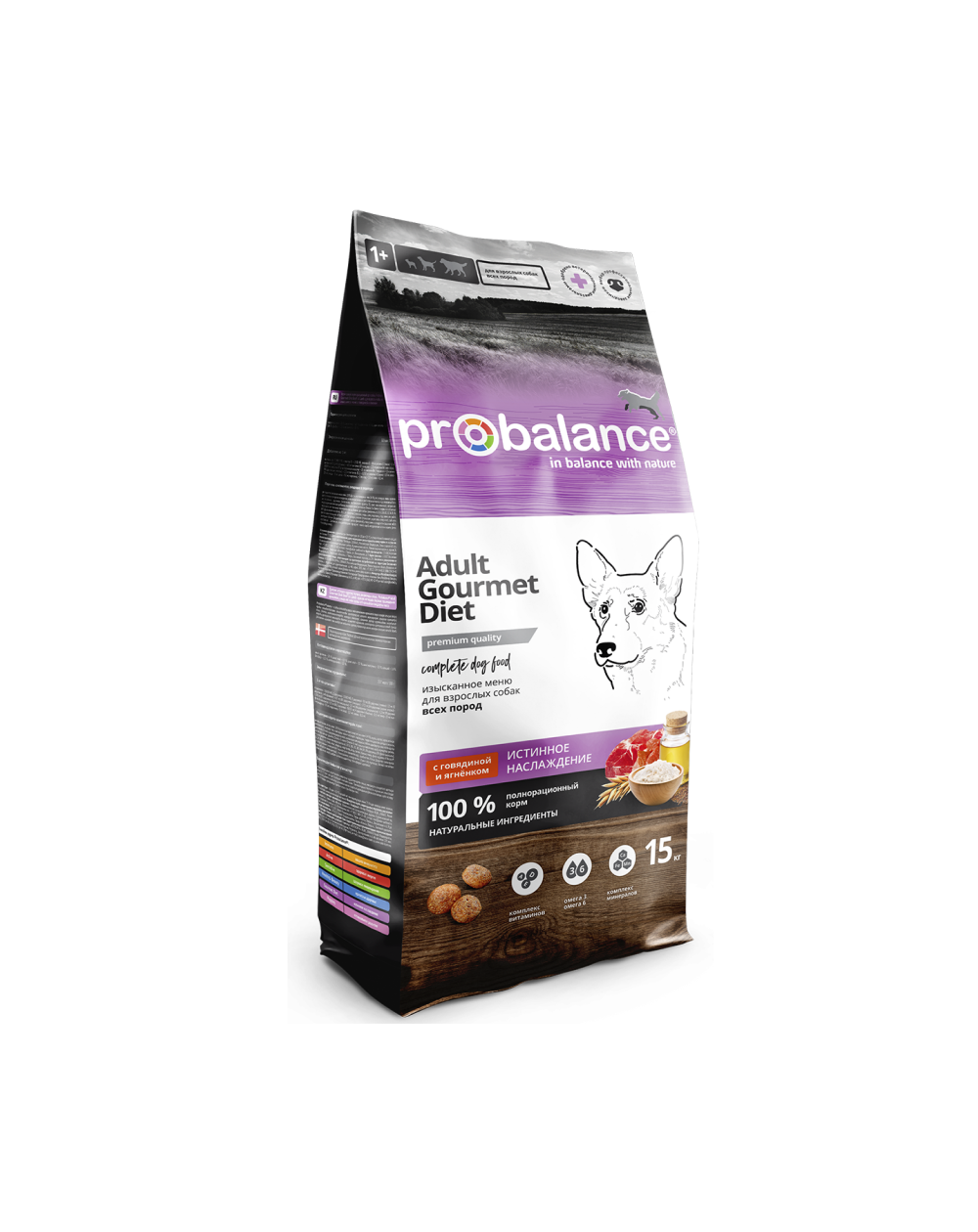 предпросмотр Сухой корм ProBalance Gourmet diet Adult 15+2кг для взрослых собак, говядина и кролик 2