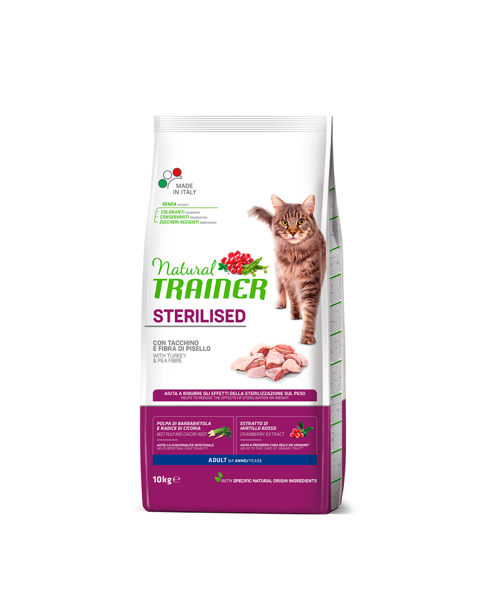 предпросмотр Корм Natural Trainer для стерилизованных кошек, свежее белое мясо, 0,3 кг 2