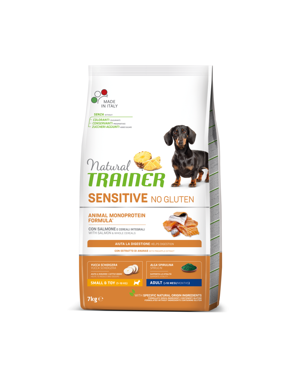 предпросмотр Сухой корм Natural Trainer для собак мелких пород с чувствительным пищеварением, лосось, 7 кг 2