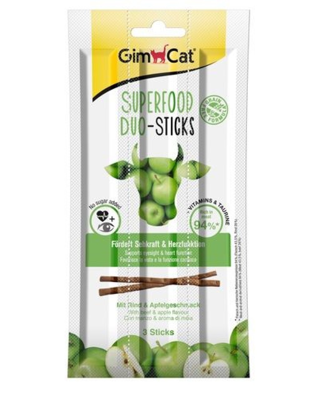 предпросмотр Лакомые палочки GIMСАT для взрослых кошек, говядина и яблоко, 3 шт 2