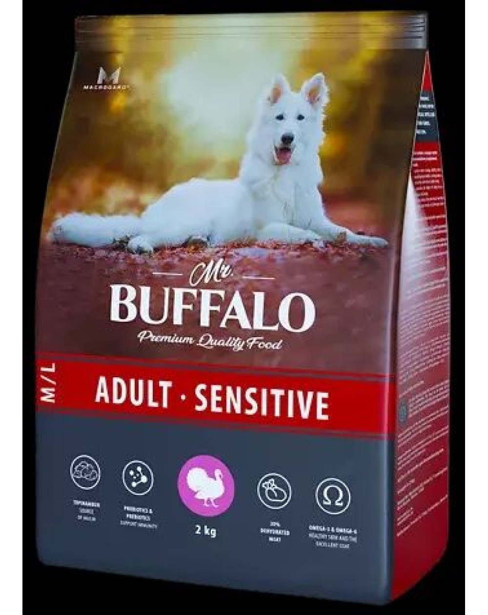 предпросмотр Сухой корм Mr.Buffalo SENSITIVE для собак средних и крупных пород, индейка, 10 кг 2