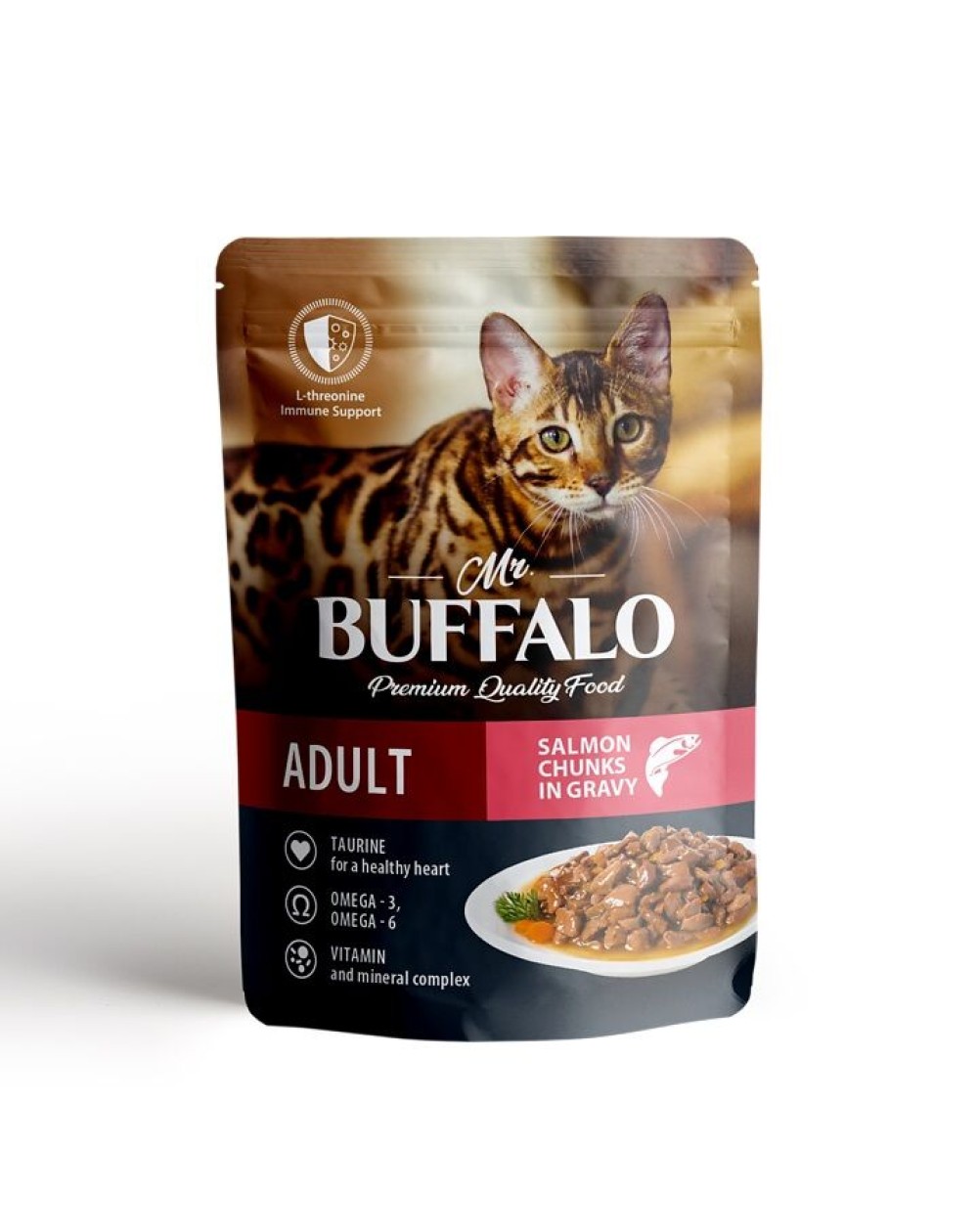 предпросмотр Корм Mr.Buffalo ADULT HAIR and SKIN пауч для кошек, лосось в соусе, 85 г 2