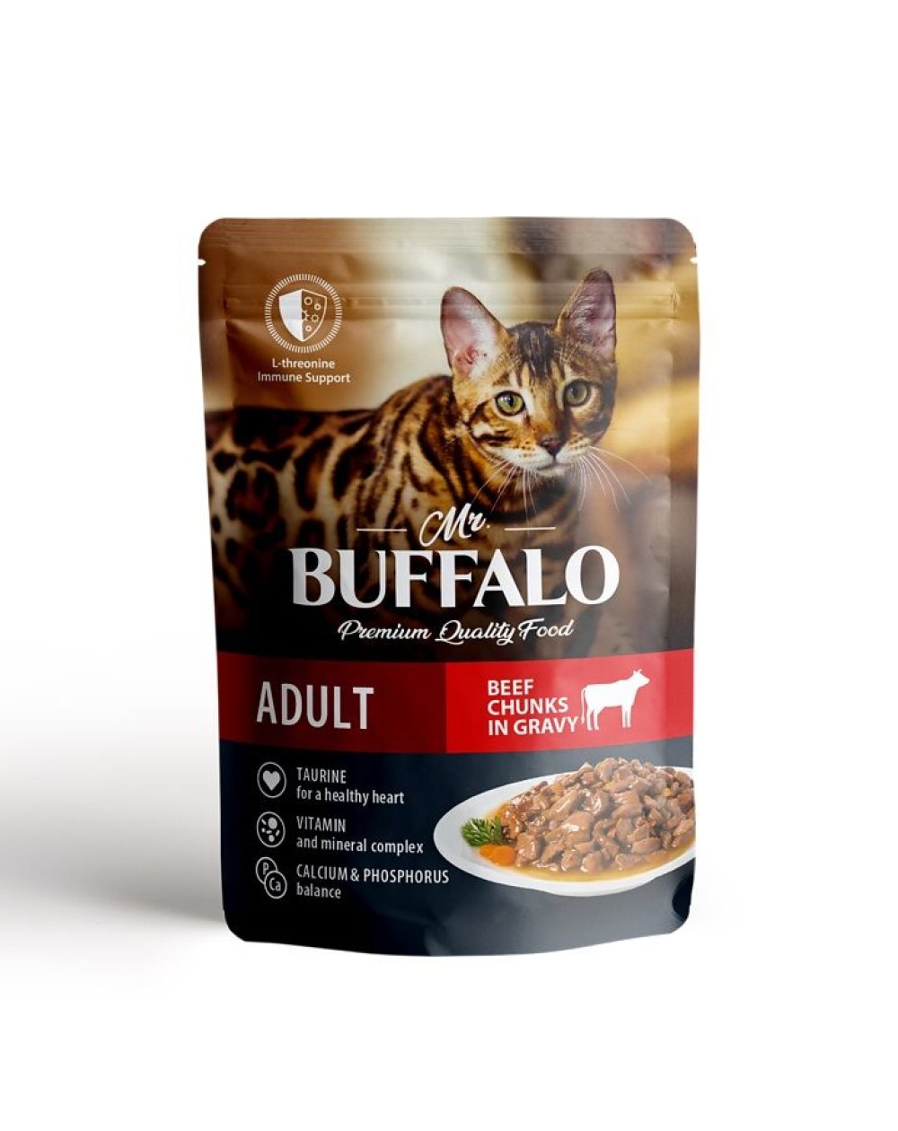 предпросмотр Корм Mr.Buffalo ADULT пауч для кошек, говядина в соусе, 85 г 2
