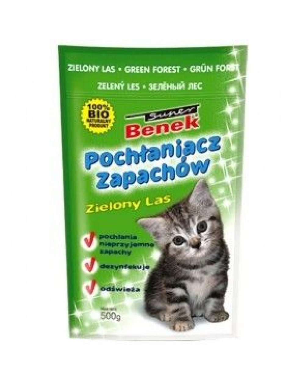 предпросмотр Поглотитель запаха Super Benek для кошек, зеленый лес, 0,45 кг 2
