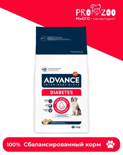 Advance VetDiet Diabetes Colitis при сахарном диабете и колитах, курица, 12 кг