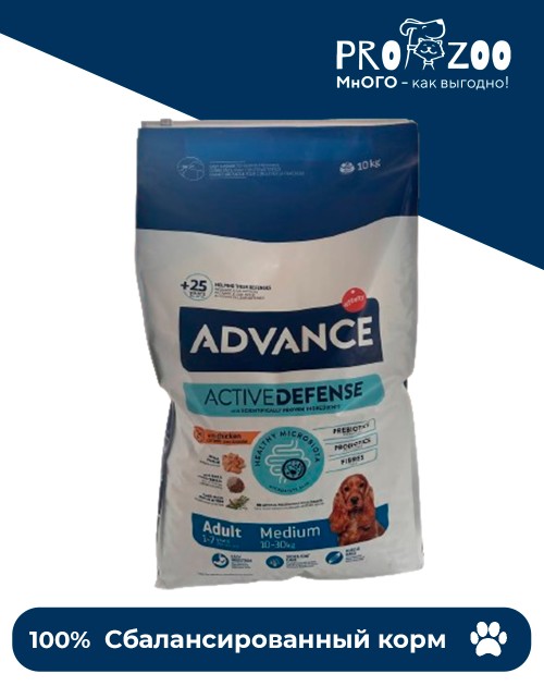 Advance Medium Adult для собак средних пород, курица и рис, 10кг